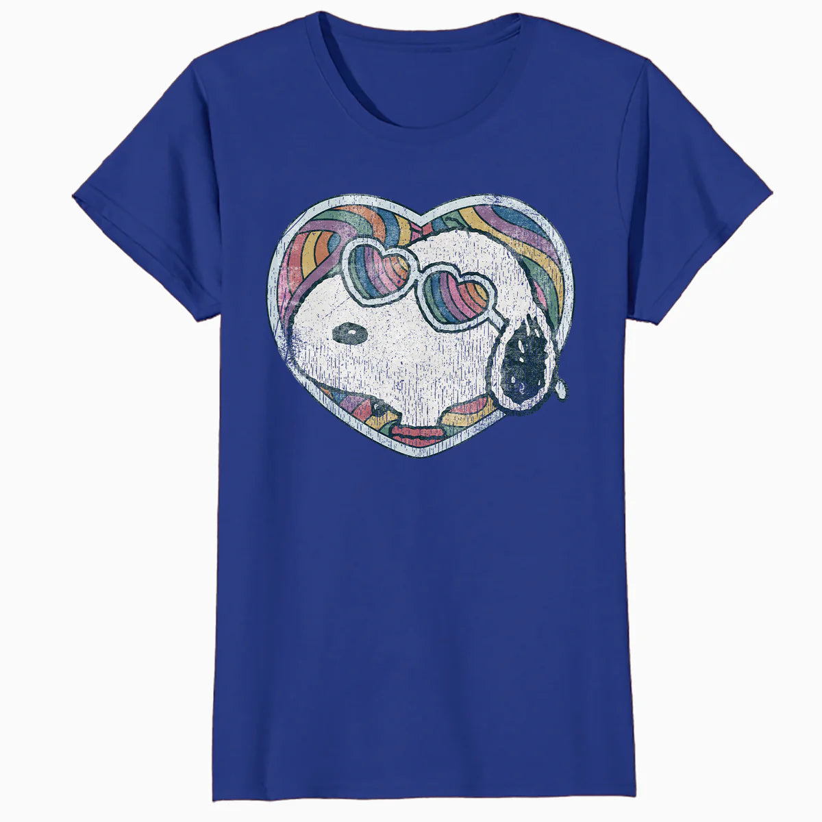Peanuts Groovy Vibes Snoopy Love Heart Shades Retro Festival Official Women's SKINNY FIT T-Shirt