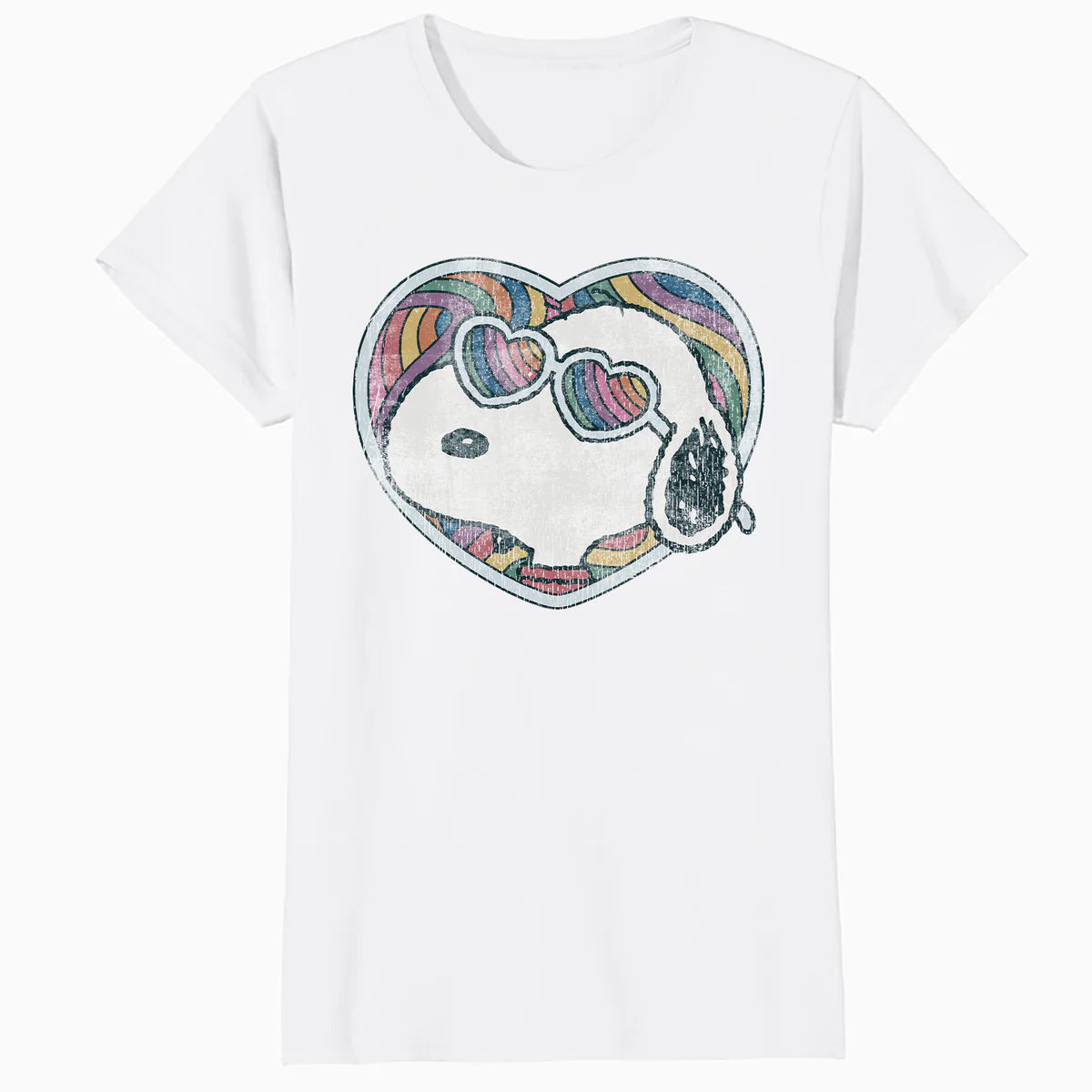 Peanuts Groovy Vibes Snoopy Love Heart Shades Retro Festival Official Women's SKINNY FIT T-Shirt