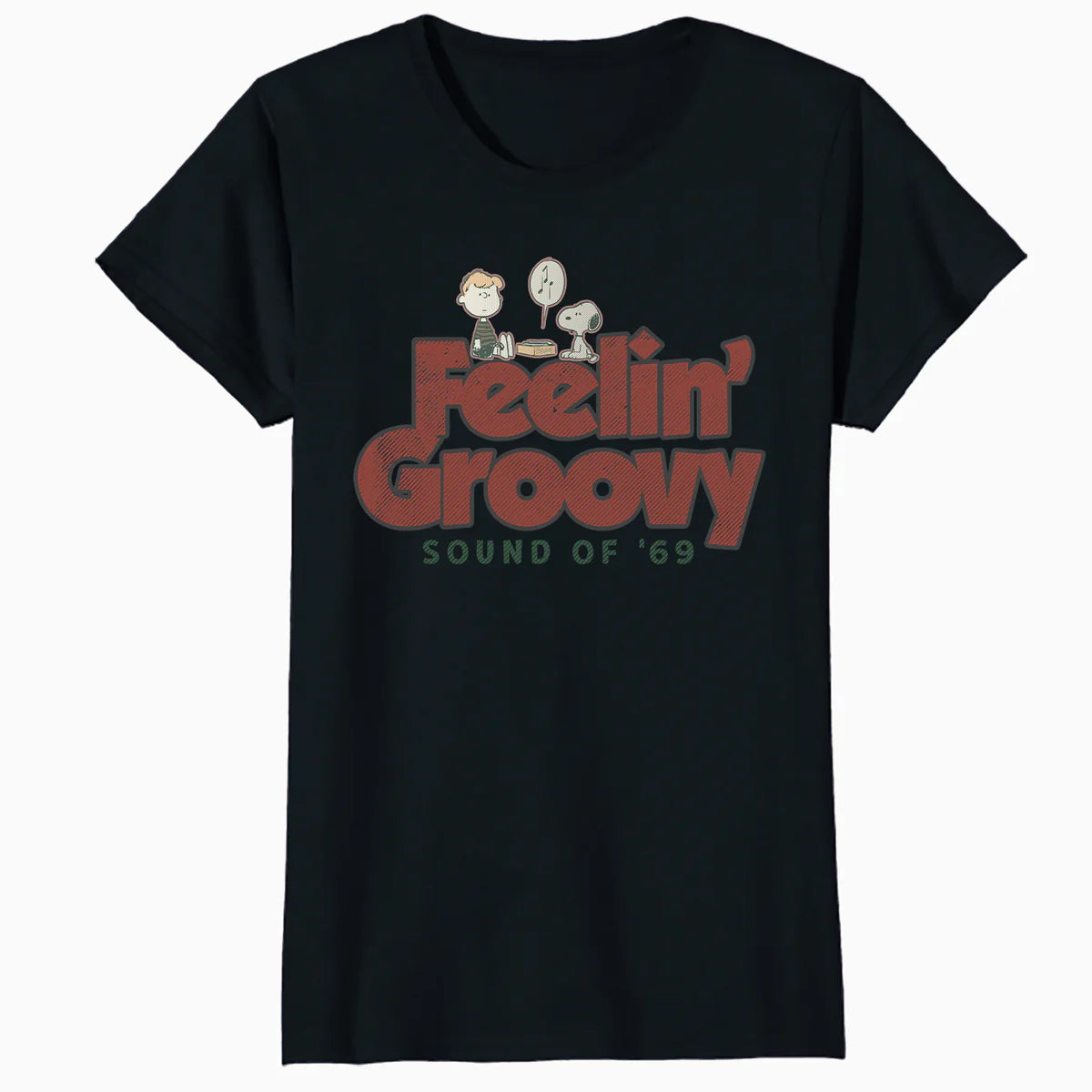 Peanuts Groovy Vibes Snoopy Schroeder Feelin Retro Vintage Official Women's SKINNY FIT T-Shirt