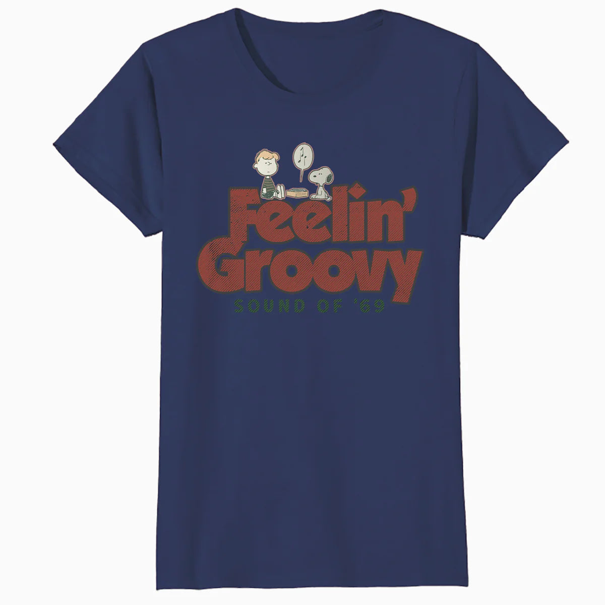 Peanuts Groovy Vibes Snoopy Schroeder Feelin Retro Vintage Official Women's SKINNY FIT T-Shirt