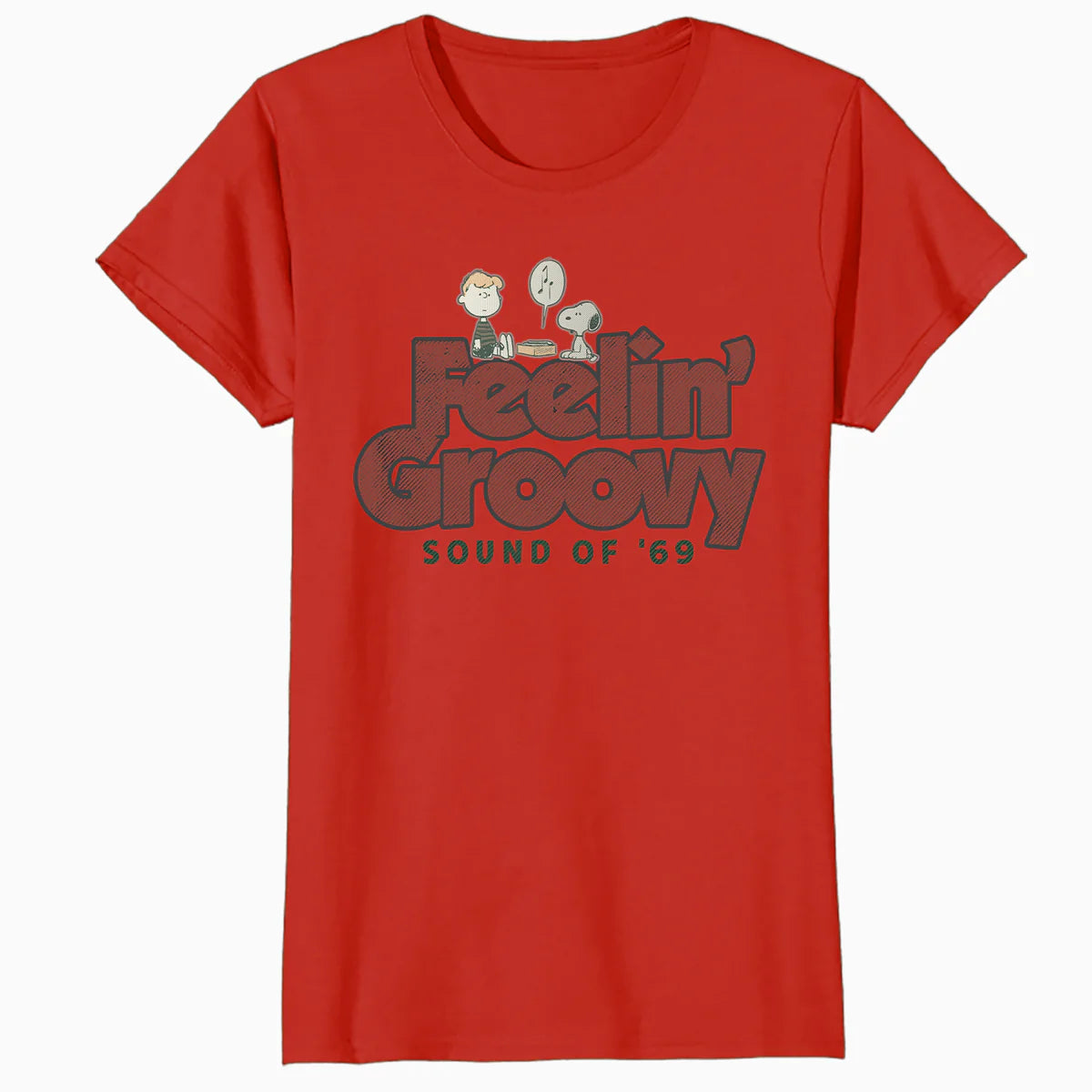 Peanuts Groovy Vibes Snoopy Schroeder Feelin Retro Vintage Official Women's SKINNY FIT T-Shirt