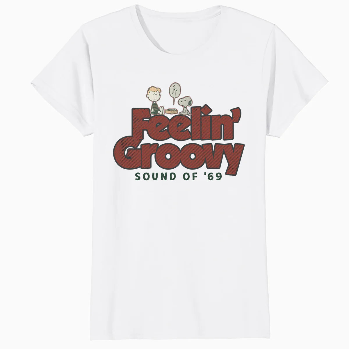 Peanuts Groovy Vibes Snoopy Schroeder Feelin Retro Vintage Official Women's SKINNY FIT T-Shirt