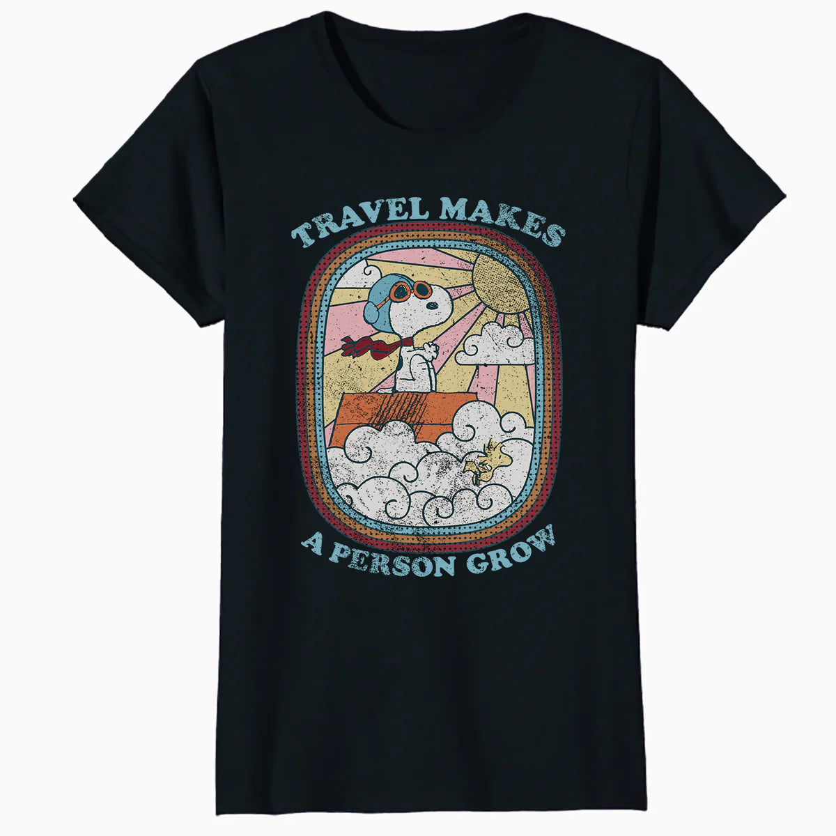 Peanuts Groovy Vibes Snoopy Summer Holiday Vintage 60s 70s Official Women's SKINNY FIT T-Shirt