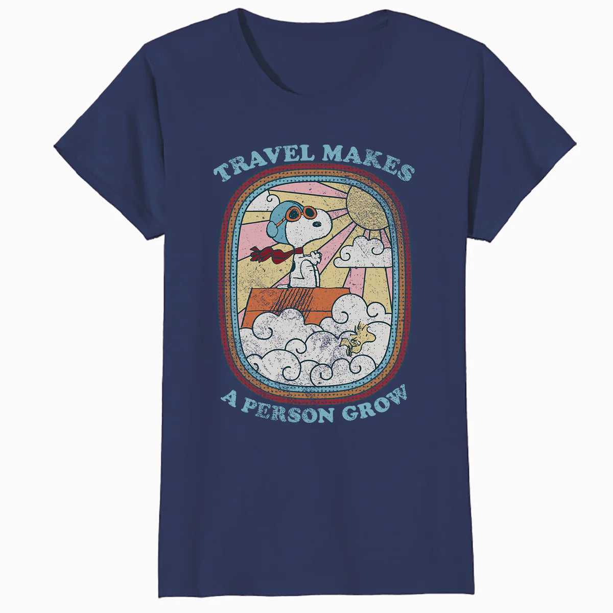 Peanuts Groovy Vibes Snoopy Summer Holiday Vintage 60s 70s Official Women's SKINNY FIT T-Shirt