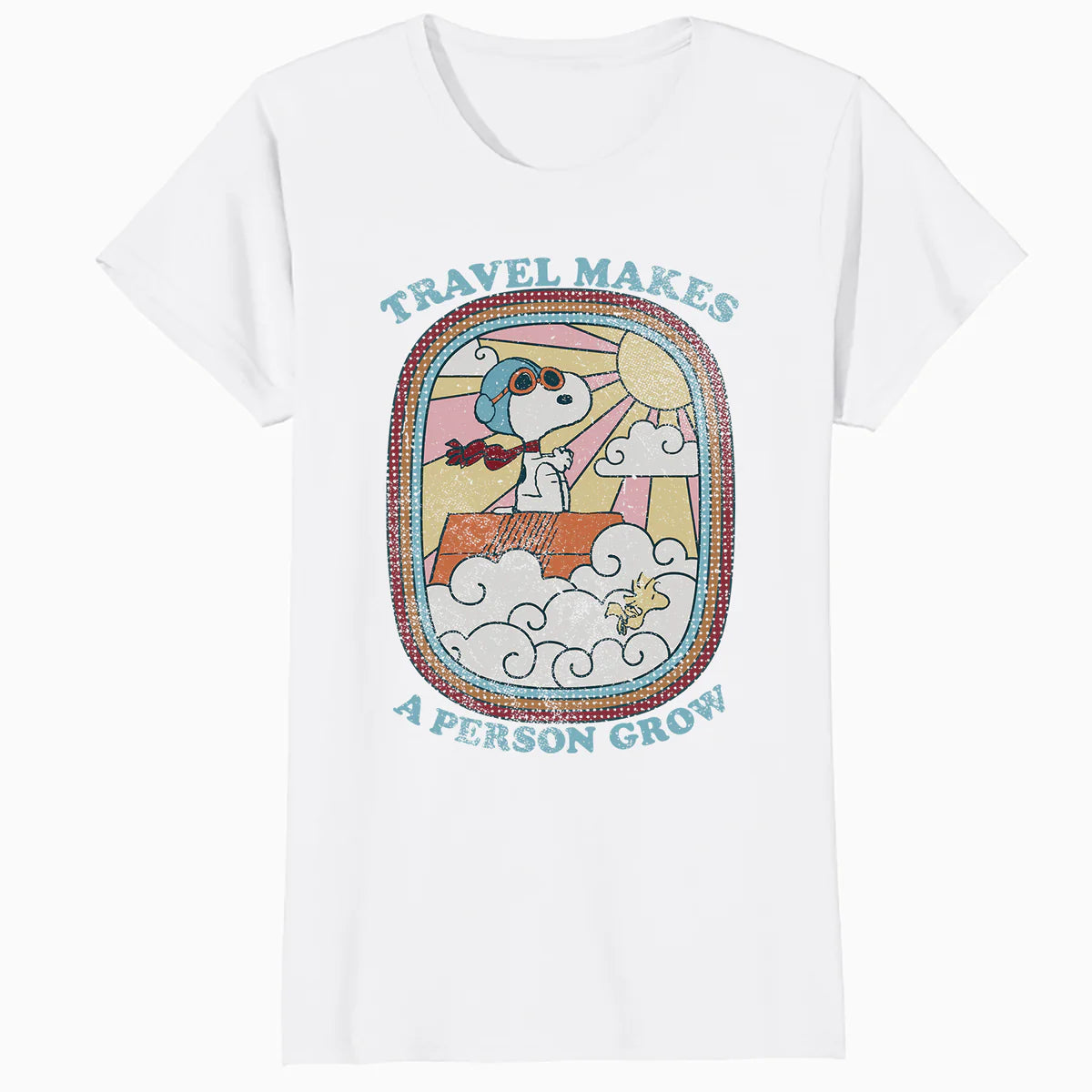 Peanuts Groovy Vibes Snoopy Summer Holiday Vintage 60s 70s Official Women's SKINNY FIT T-Shirt