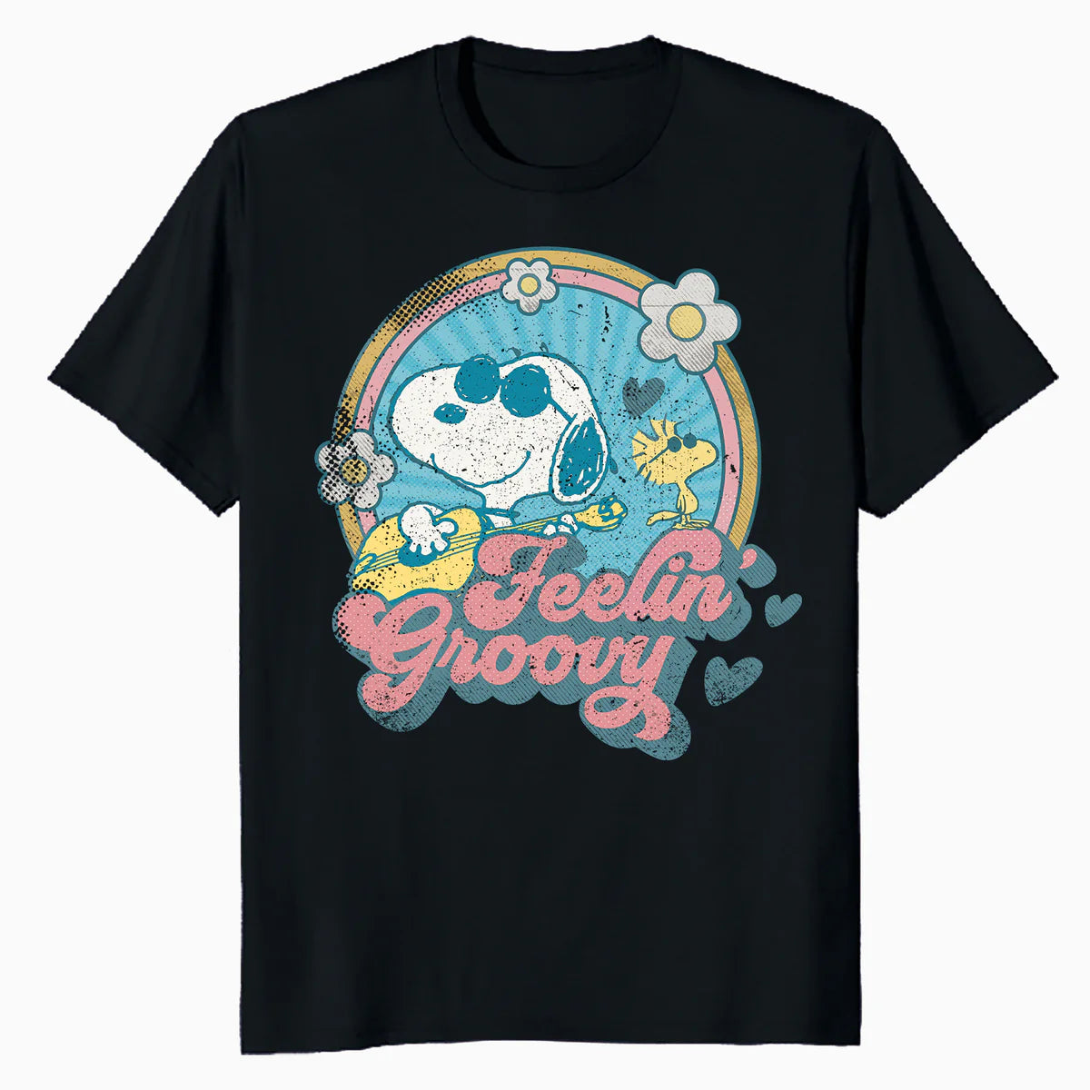 Peanuts Groovy Vibes Snoopy Woodstock Feelin Retro Festival Official Men's T-Shirt