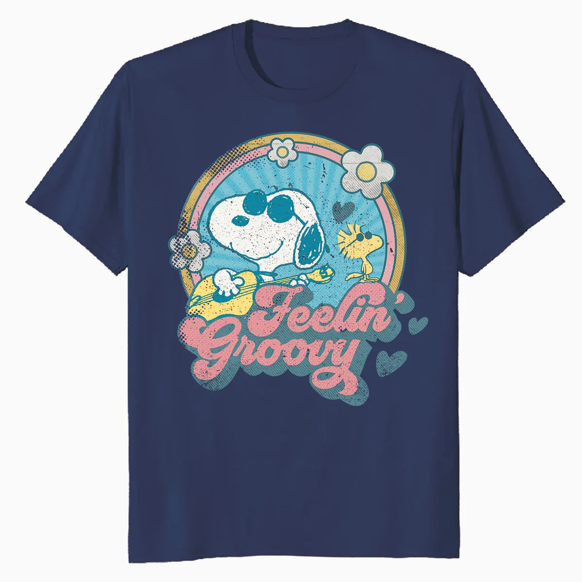 Peanuts Groovy Vibes Snoopy Woodstock Feelin Retro Festival Official Men's T-Shirt