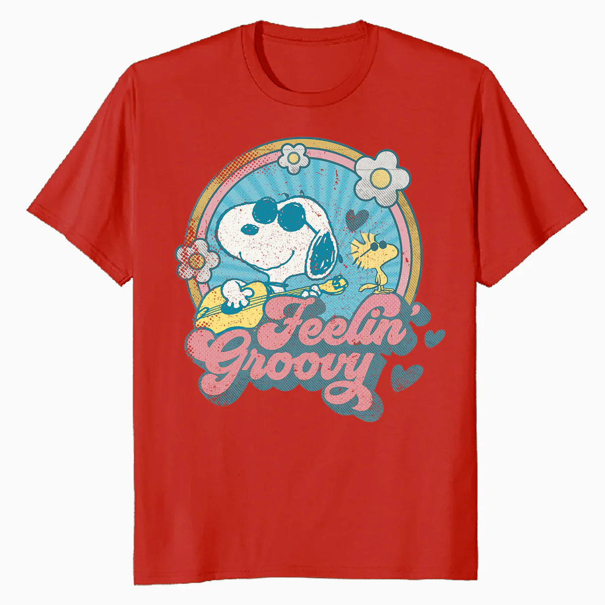Peanuts Groovy Vibes Snoopy Woodstock Feelin Retro Festival Official Men's T-Shirt