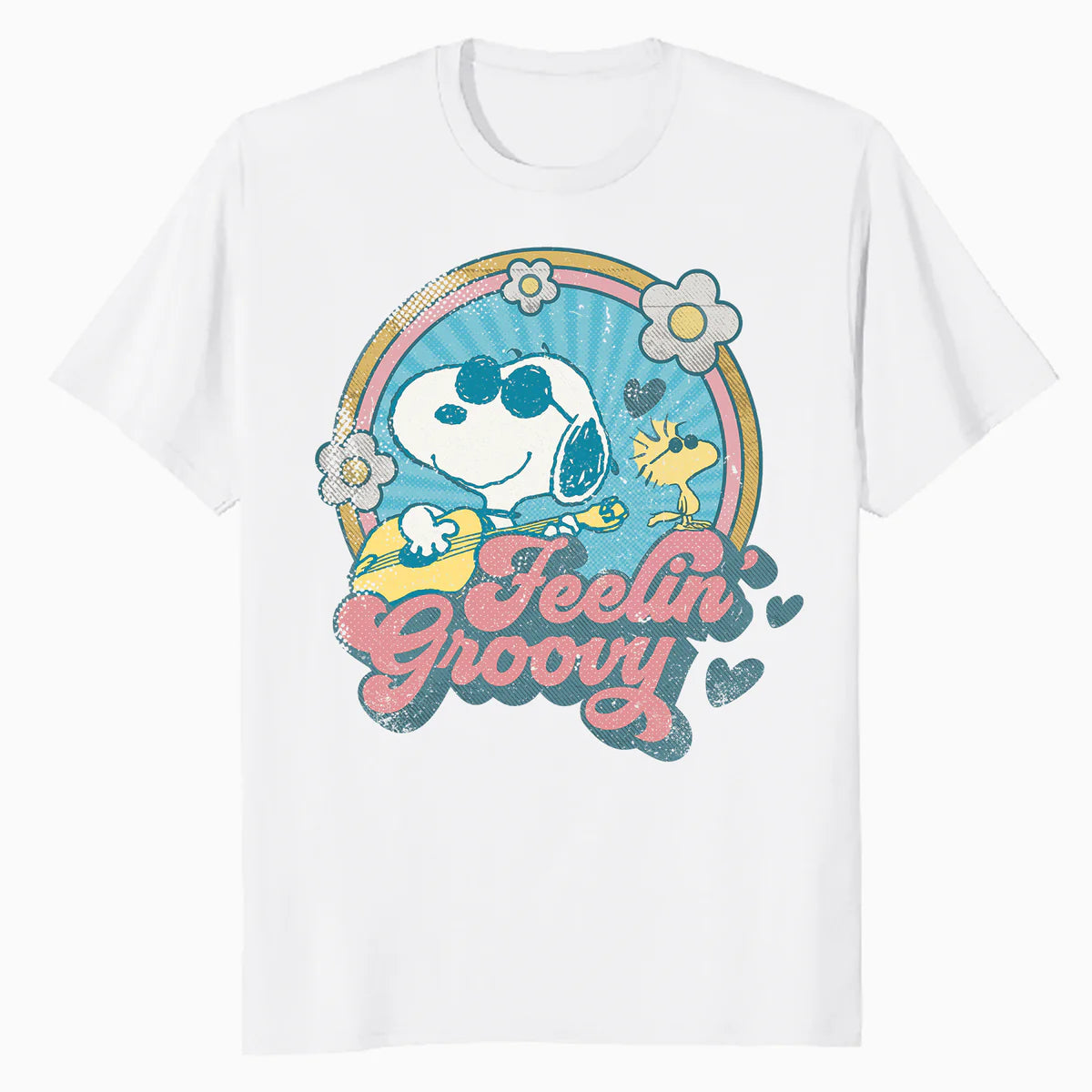 Peanuts Groovy Vibes Snoopy Woodstock Feelin Retro Festival Official Men's T-Shirt