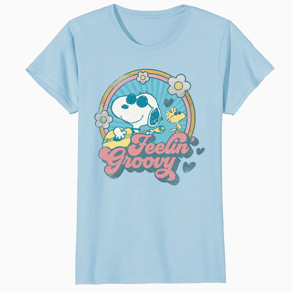 Peanuts Groovy Vibes Snoopy Woodstock Feelin Retro Festival Official Women's SKINNY FIT T-Shirt