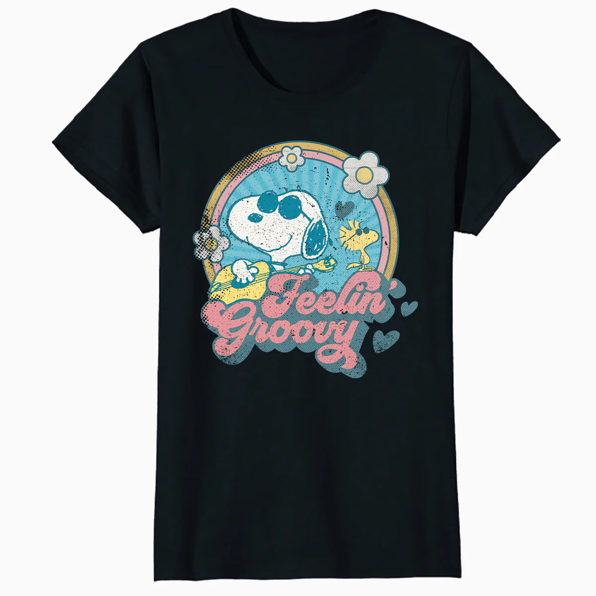 Peanuts Groovy Vibes Snoopy Woodstock Feelin Retro Festival Official Women's SKINNY FIT T-Shirt