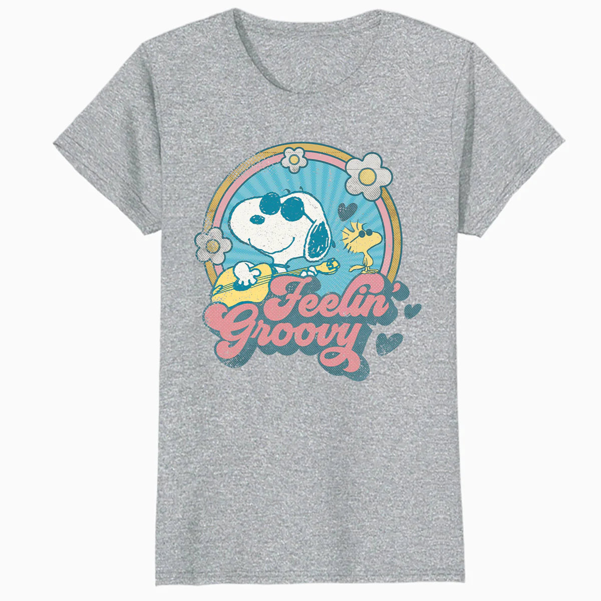 Peanuts Groovy Vibes Snoopy Woodstock Feelin Retro Festival Official Women's SKINNY FIT T-Shirt