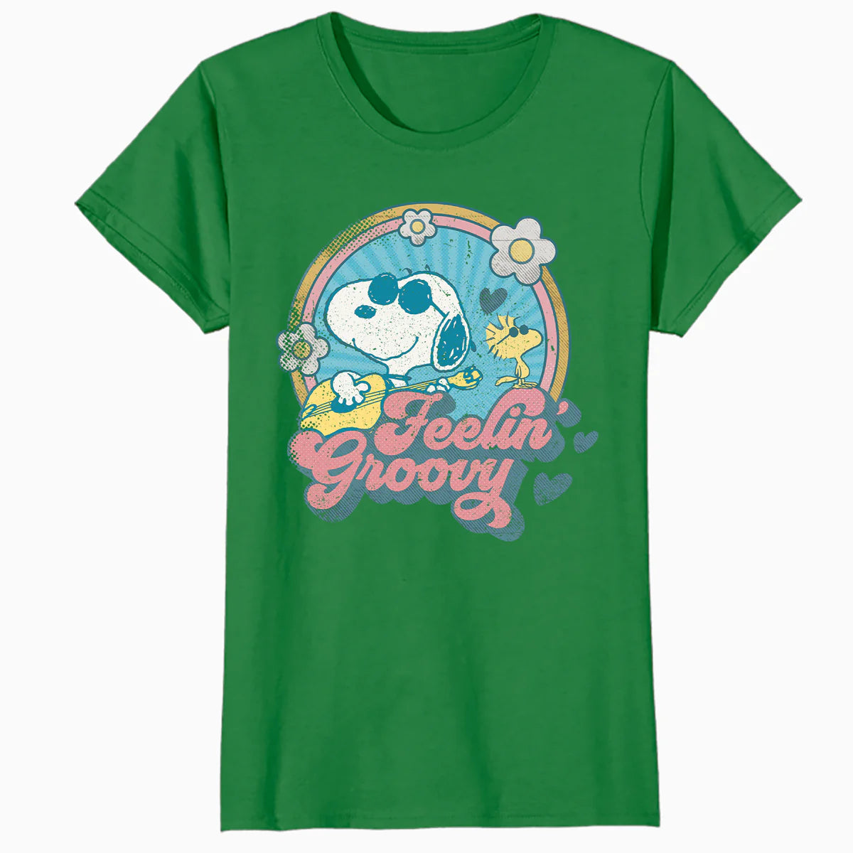 Peanuts Groovy Vibes Snoopy Woodstock Feelin Retro Festival Official Women's SKINNY FIT T-Shirt