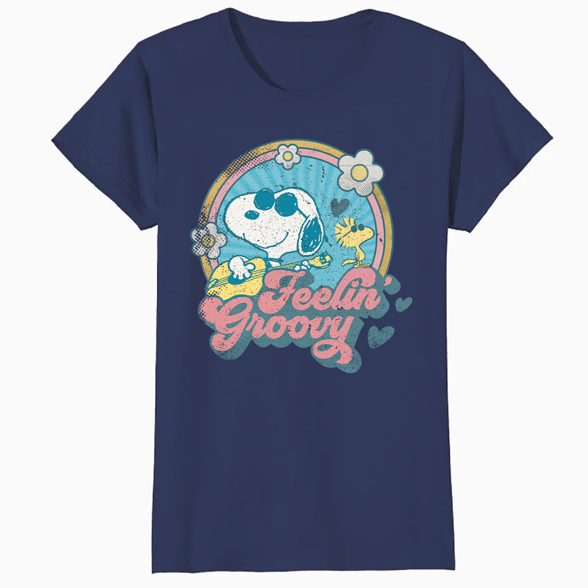 Peanuts Groovy Vibes Snoopy Woodstock Feelin Retro Festival Official Women's SKINNY FIT T-Shirt