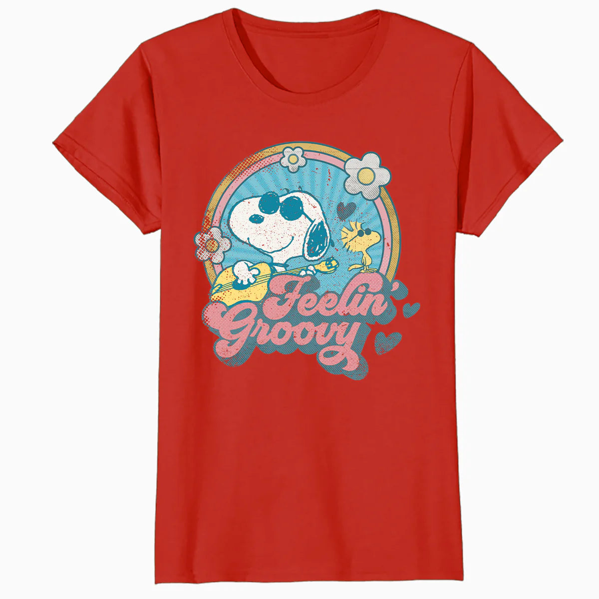 Peanuts Groovy Vibes Snoopy Woodstock Feelin Retro Festival Official Women's SKINNY FIT T-Shirt