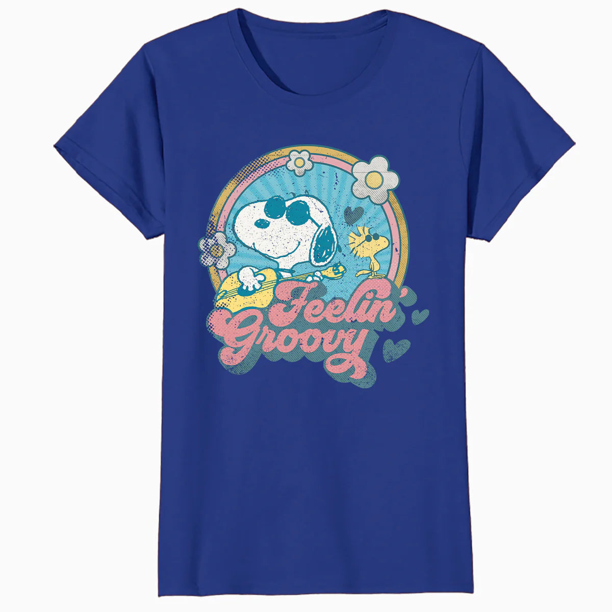 Peanuts Groovy Vibes Snoopy Woodstock Feelin Retro Festival Official Women's SKINNY FIT T-Shirt