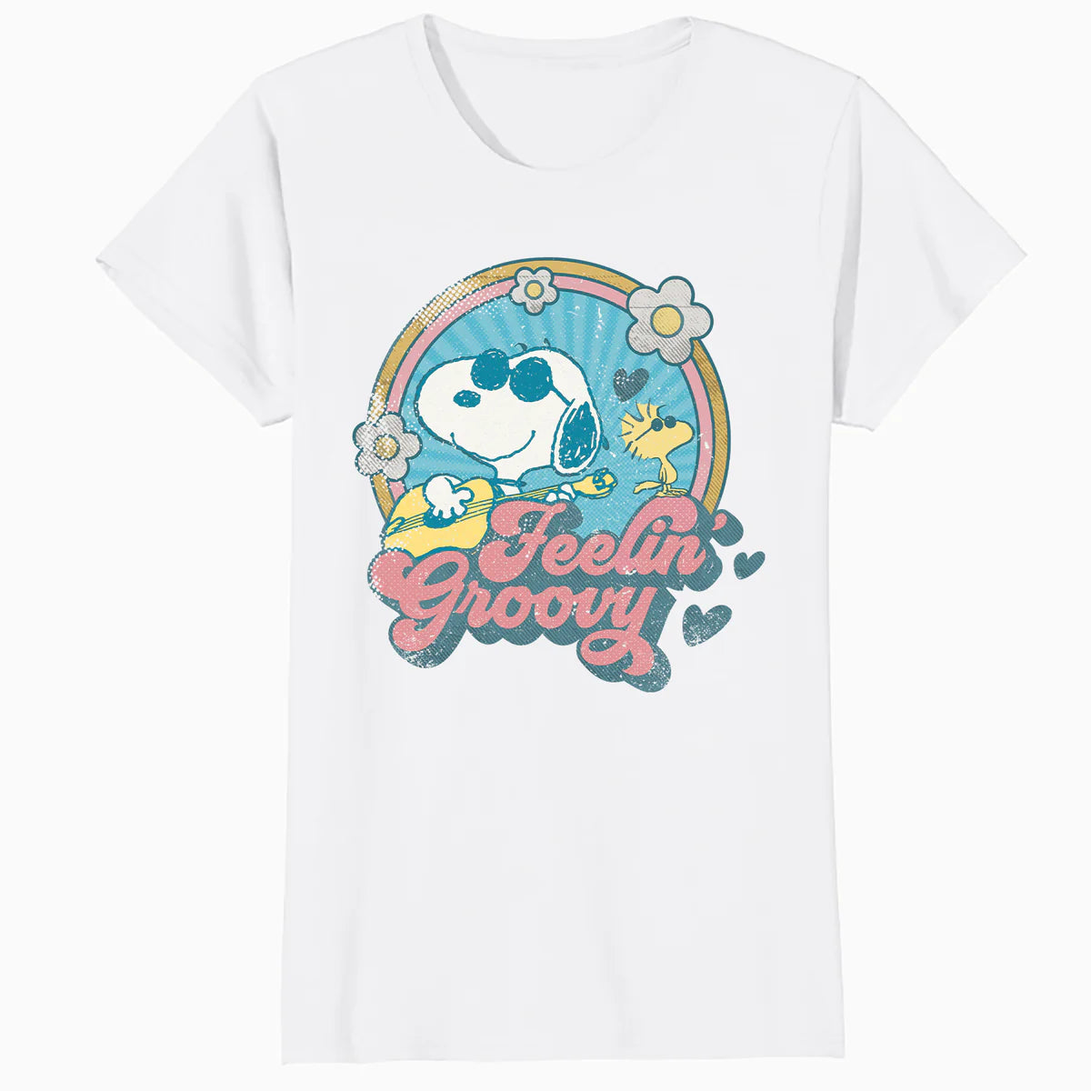 Peanuts Groovy Vibes Snoopy Woodstock Feelin Retro Festival Official Women's SKINNY FIT T-Shirt