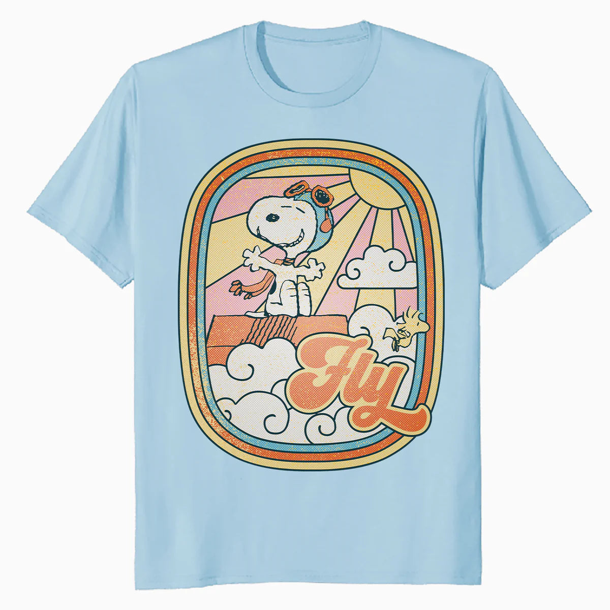 Peanuts Groovy Vibes Snoopy Woodstock Flying Ace Vintage 70s Official Men's T-Shirt