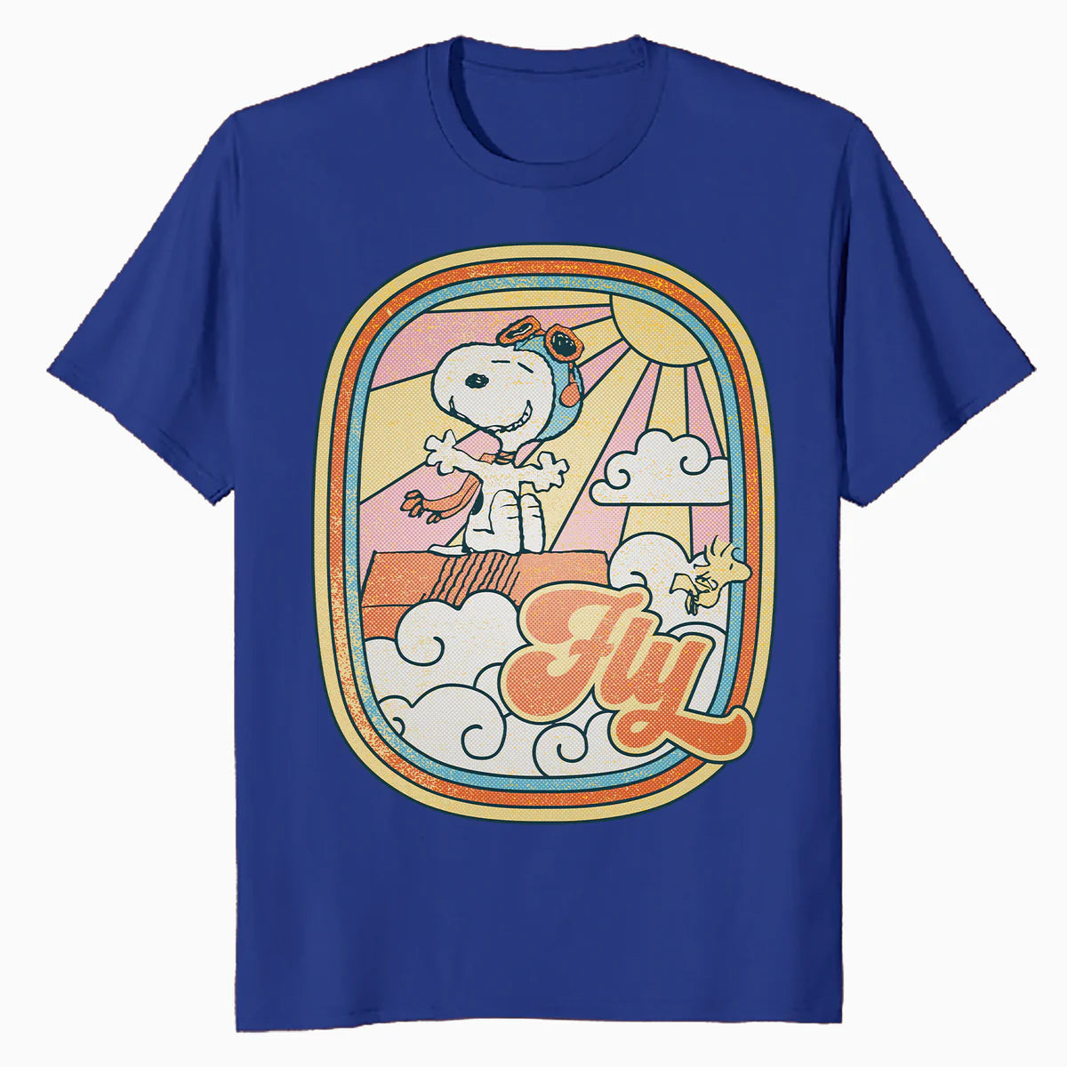 Peanuts Groovy Vibes Snoopy Woodstock Flying Ace Vintage 70s Official Men's T-Shirt
