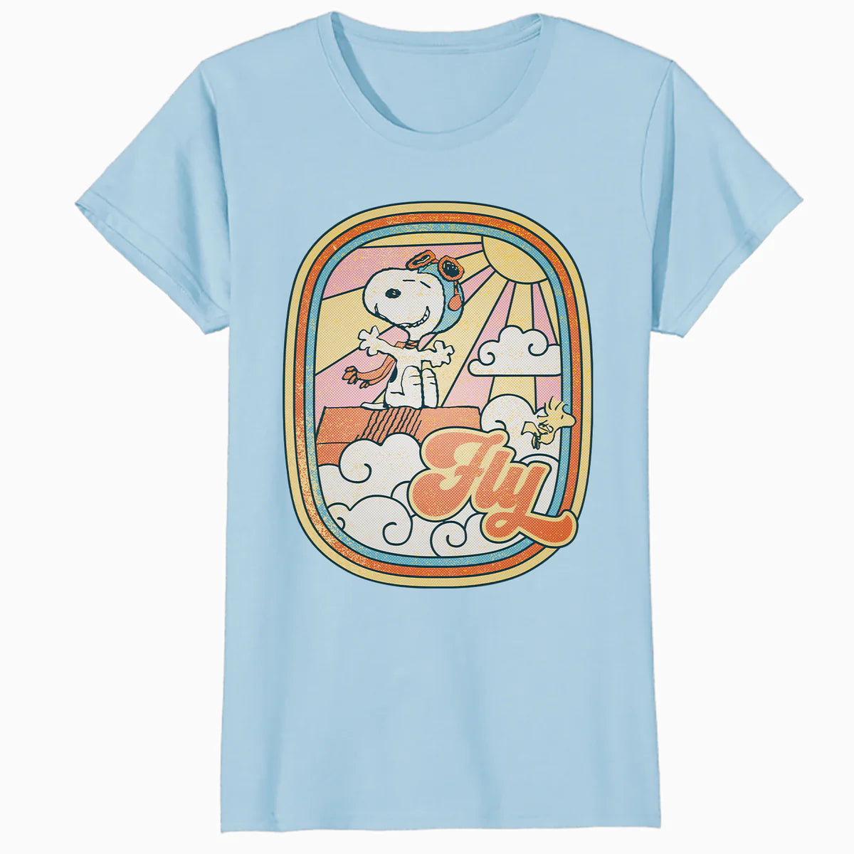 Peanuts Groovy Vibes Snoopy Woodstock Flying Ace Vintage 70s Official Women's SKINNY FIT T-Shirt