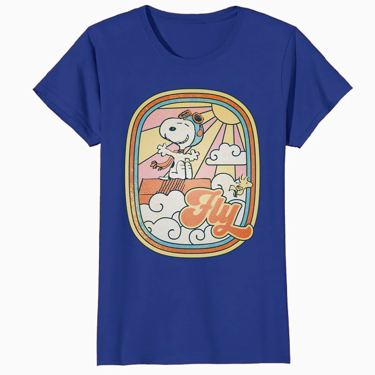 Peanuts Groovy Vibes Snoopy Woodstock Flying Ace Vintage 70s Official Women's SKINNY FIT T-Shirt