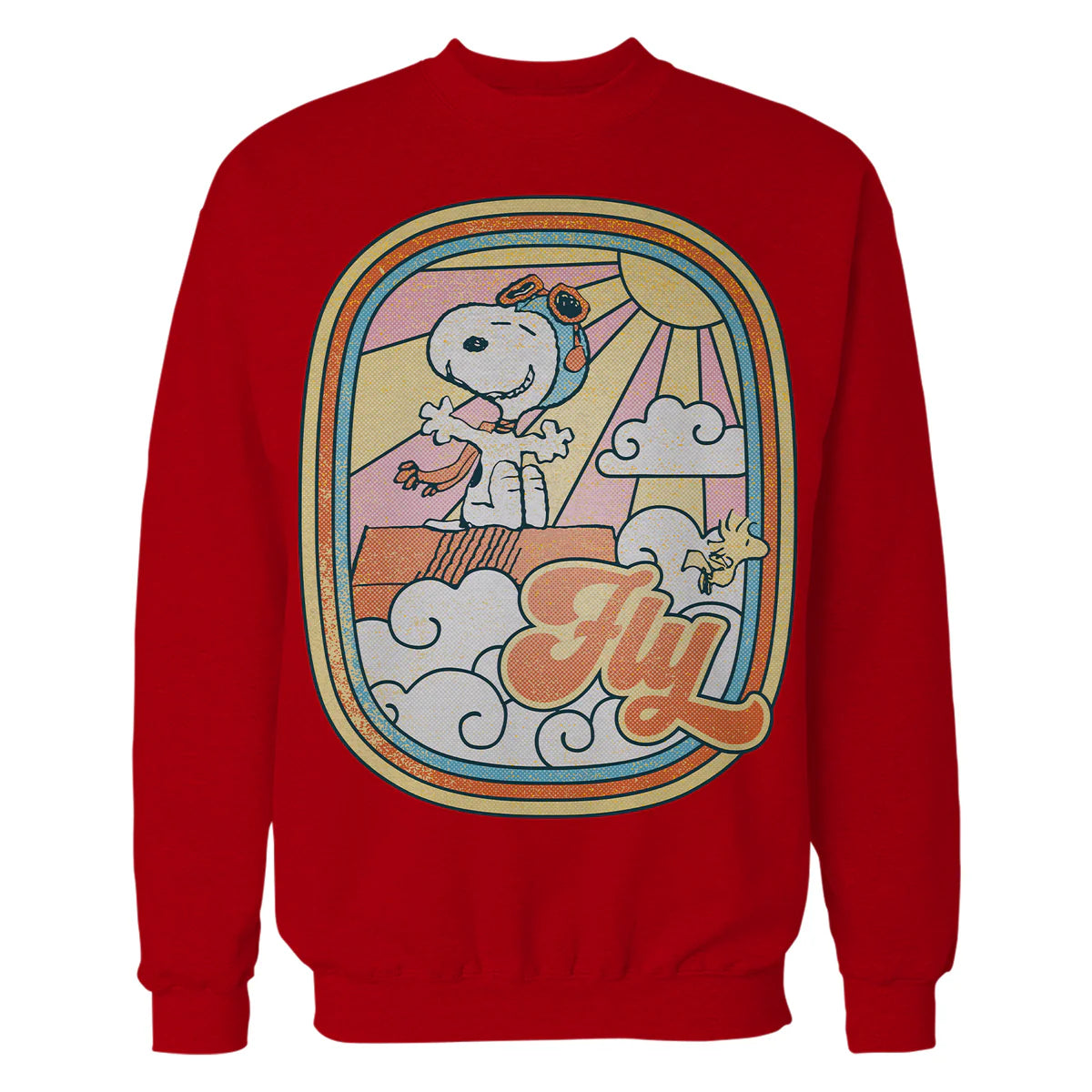 Peanuts Groovy Vibes Snoopy Woodstock Flying Ace Vintage 70s Official Sweatshirt