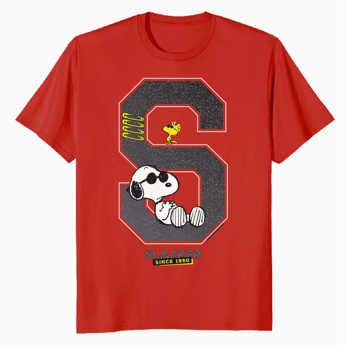 Peanuts Grunge Varsity Snoopy Woodstock Slacker 50s Retro Official Men's T-Shirt