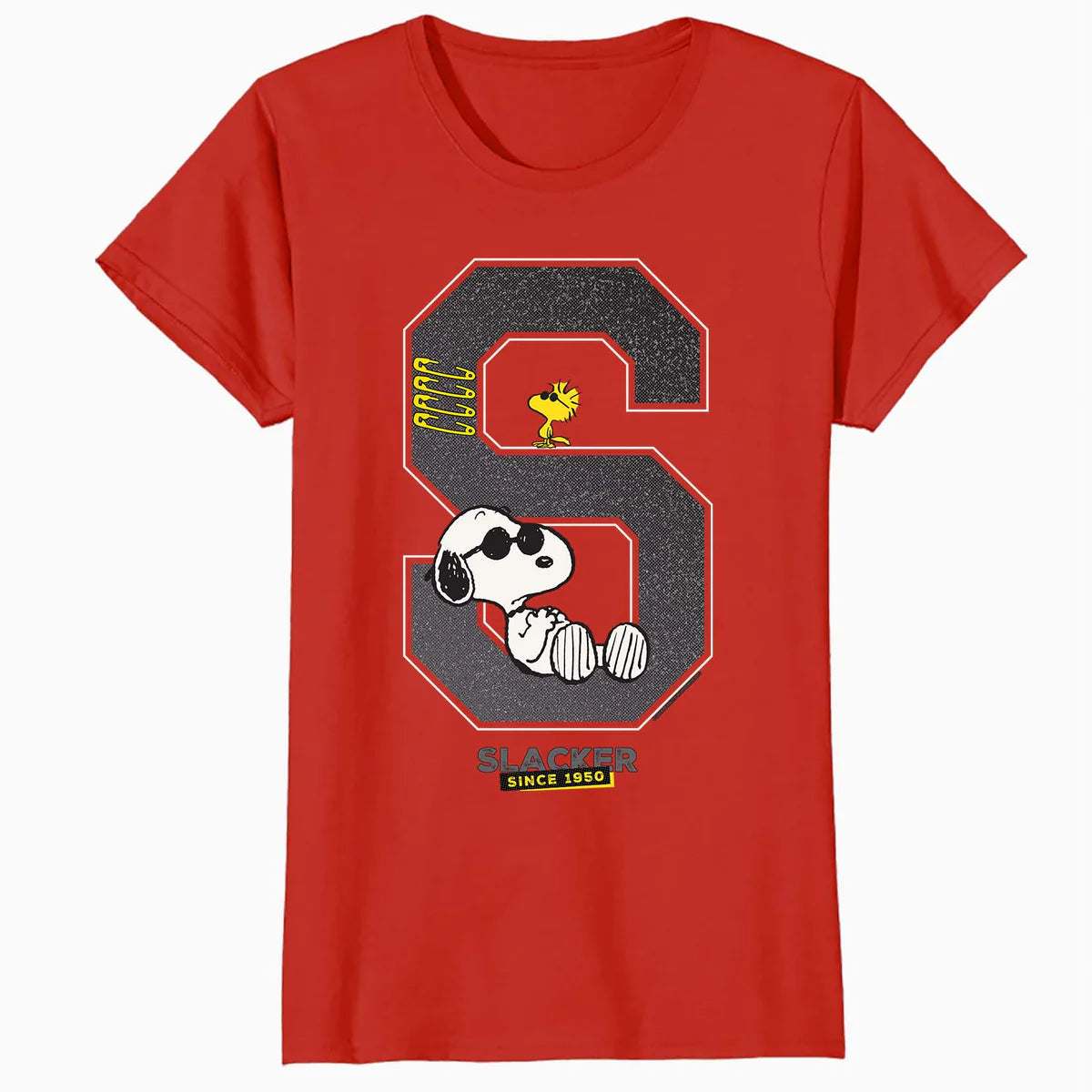 Peanuts Grunge Varsity Snoopy Woodstock Slacker 50s Retro Official Women's SKINNY FIT T-Shirt