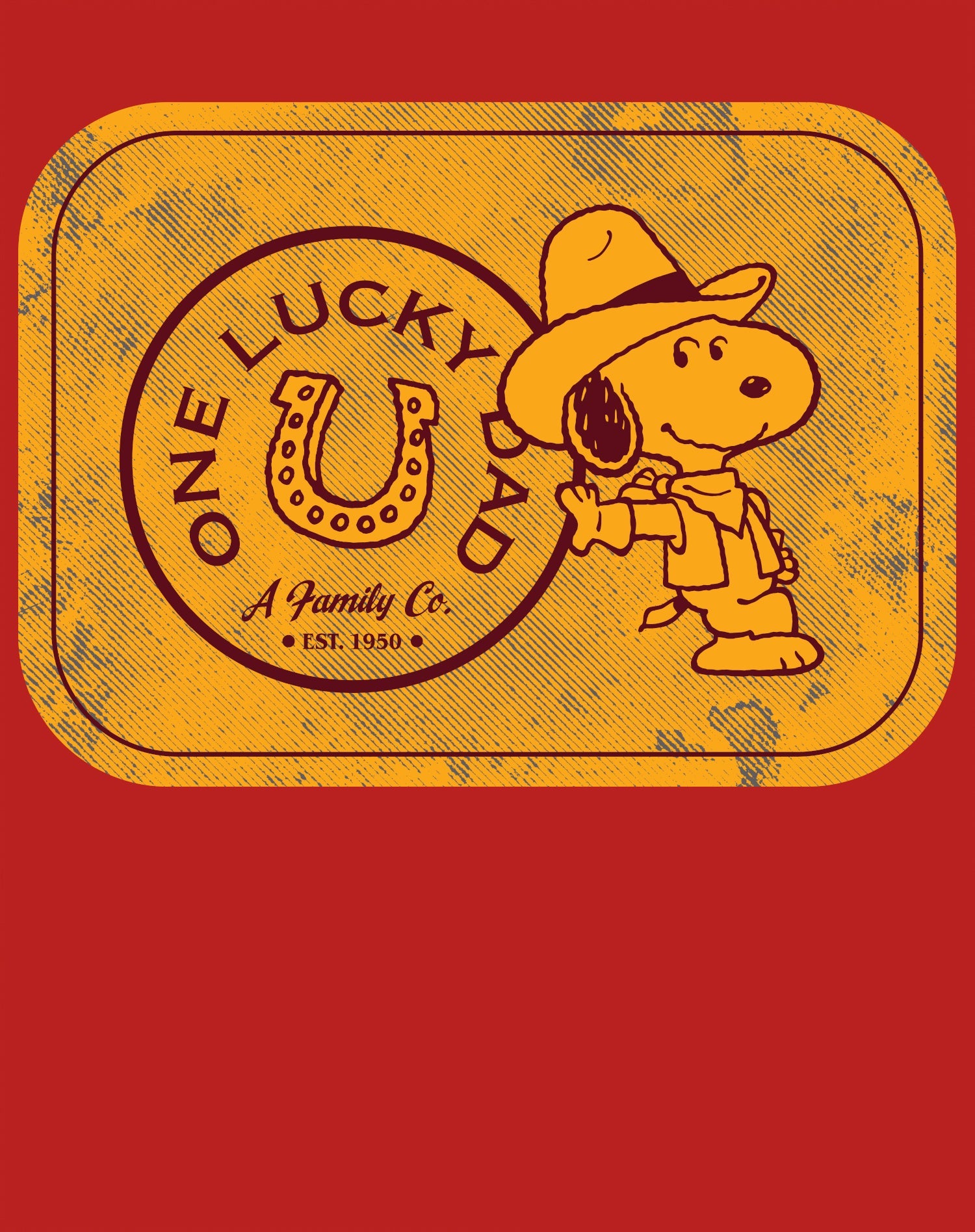 Peanuts Snoopy Fathers Day Lucky Best Dad Greatest Family Rodeo Cowboy Official Men's T-Shirt
