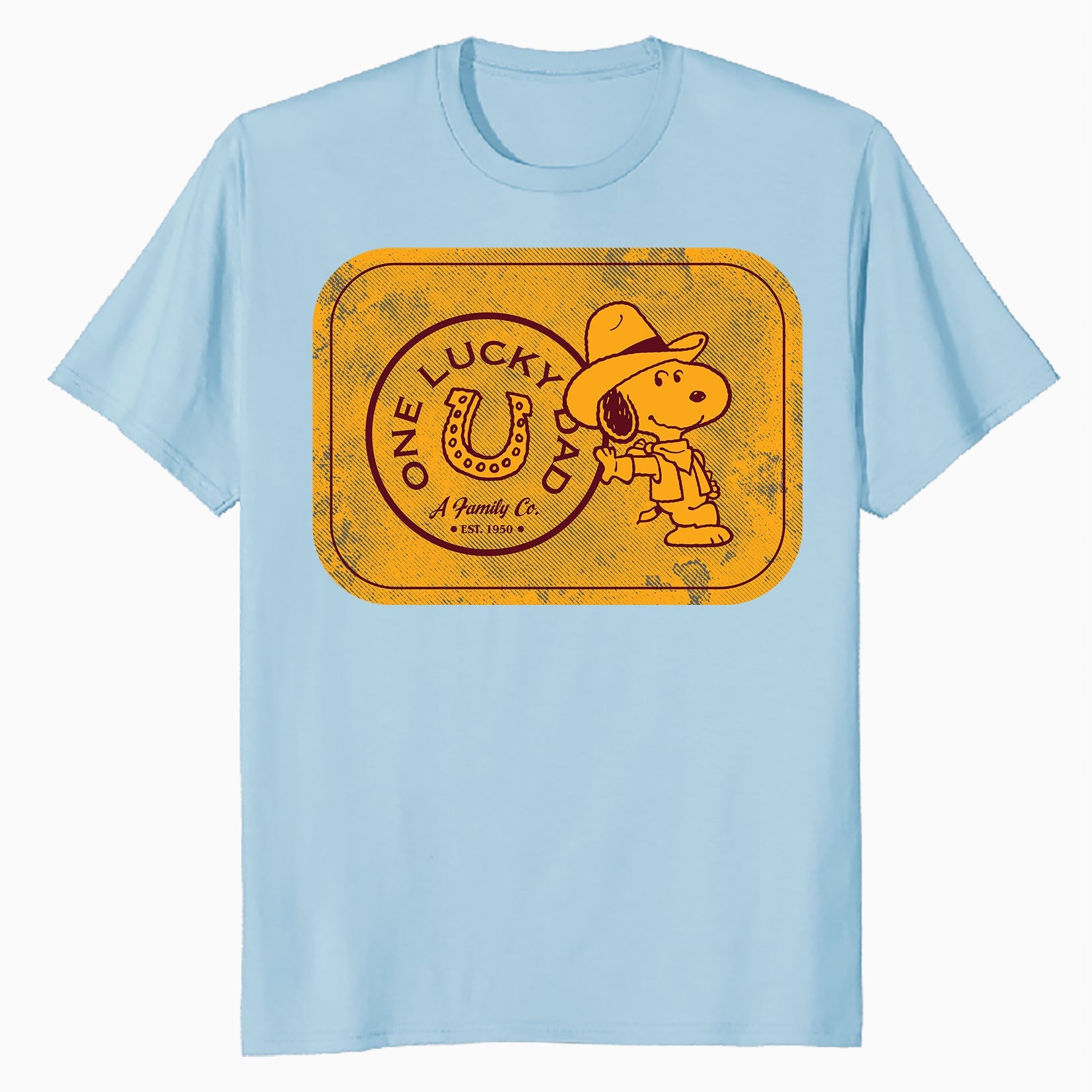 Peanuts Snoopy Fathers Day Lucky Best Dad Greatest Family Rodeo Cowboy Official Men's T-Shirt