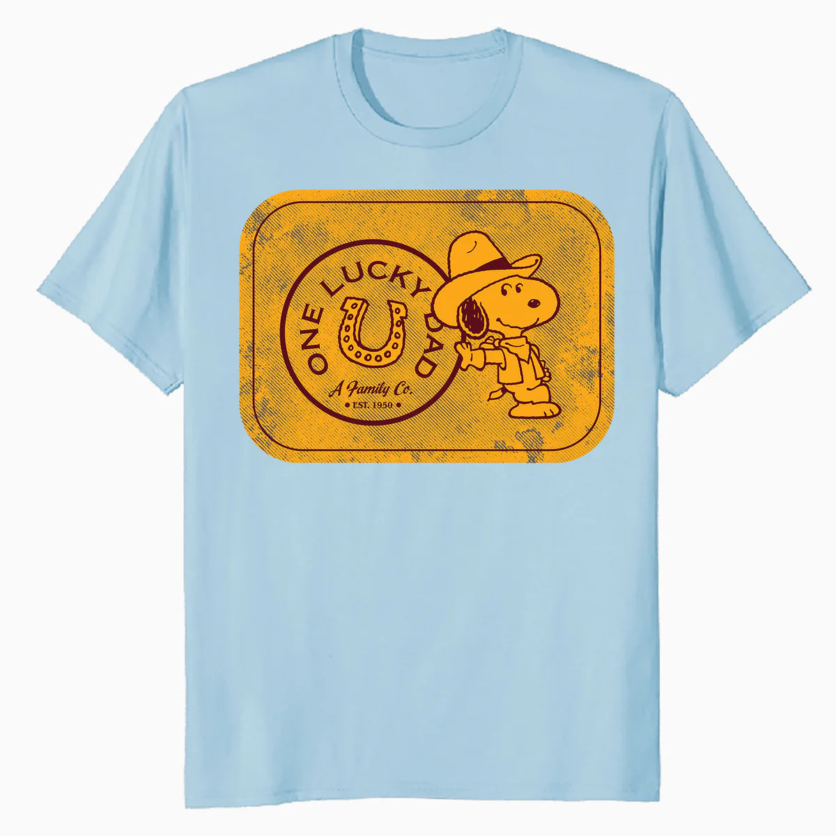 Peanuts Snoopy Fathers Day Lucky Best Dad Greatest Family Rodeo Cowboy Official Men's T-Shirt