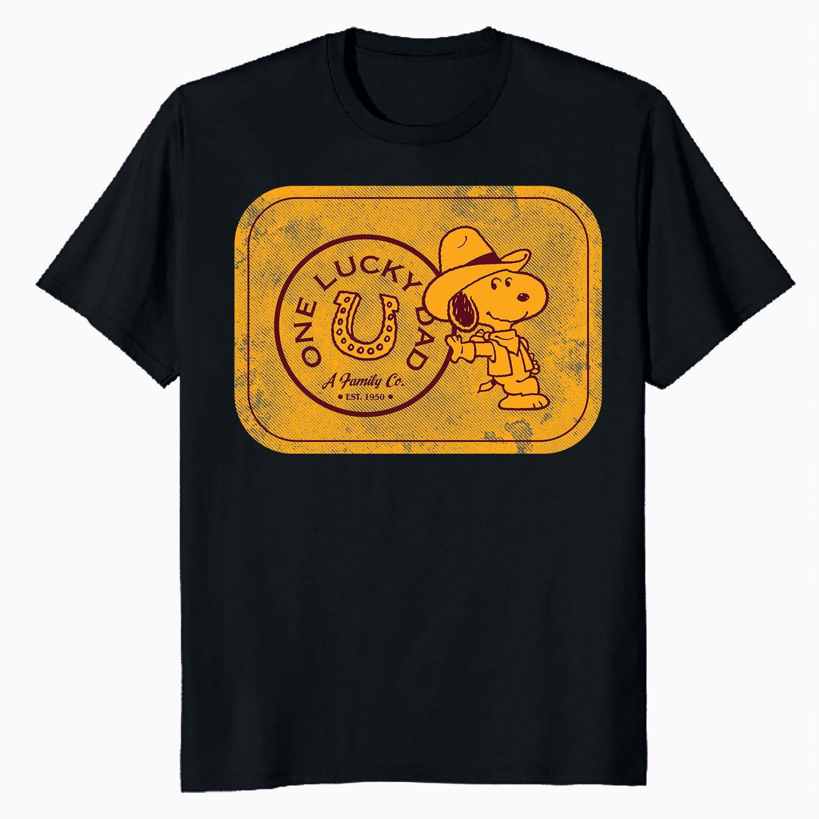 Peanuts Snoopy Fathers Day Lucky Best Dad Greatest Family Rodeo Cowboy Official Men's T-Shirt