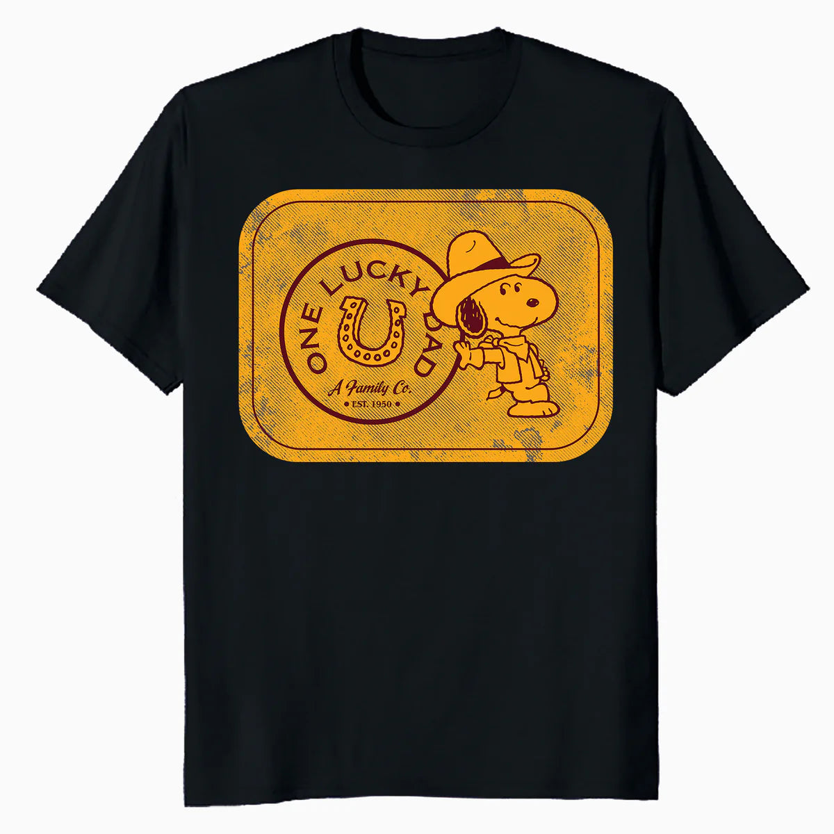 Peanuts Snoopy Fathers Day Lucky Best Dad Greatest Family Rodeo Cowboy Official Men's T-Shirt