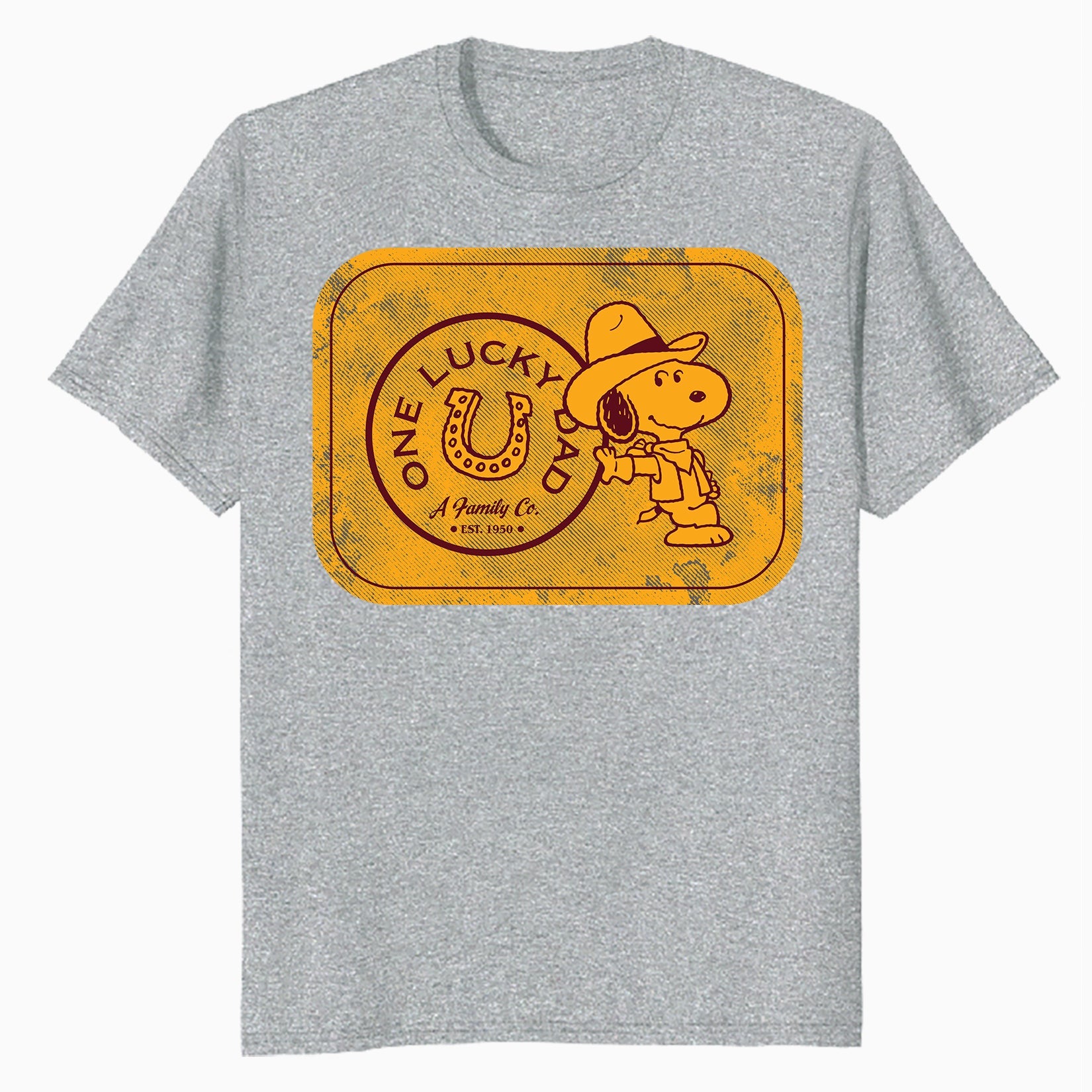 Peanuts Snoopy Fathers Day Lucky Best Dad Greatest Family Rodeo Cowboy Official Men's T-Shirt