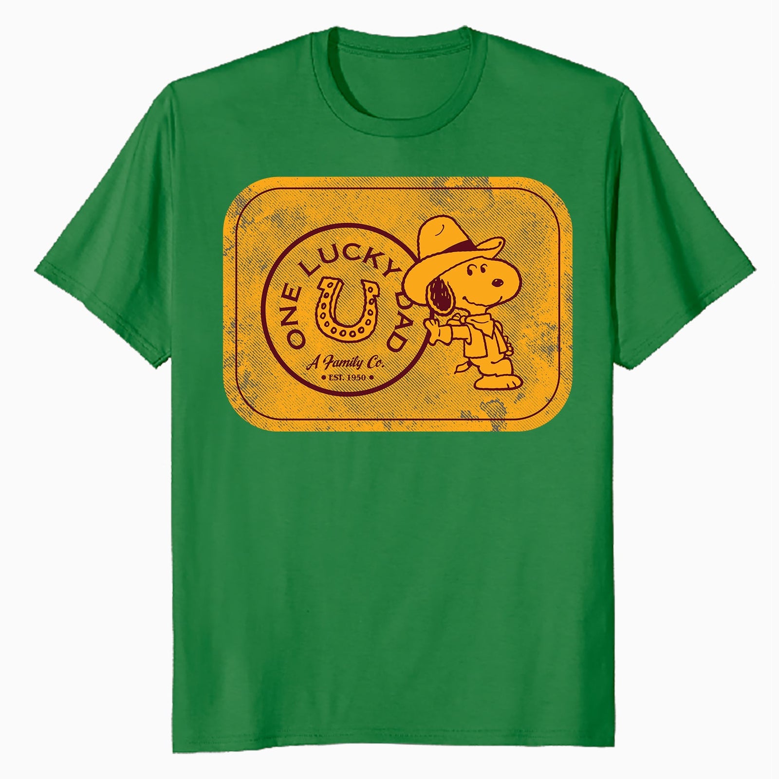 Peanuts Snoopy Fathers Day Lucky Best Dad Greatest Family Rodeo Cowboy Official Men's T-Shirt