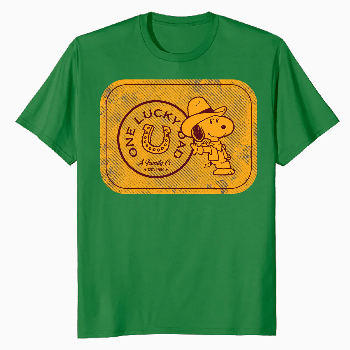 Peanuts Snoopy Fathers Day Lucky Best Dad Greatest Family Rodeo Cowboy Official Men's T-Shirt