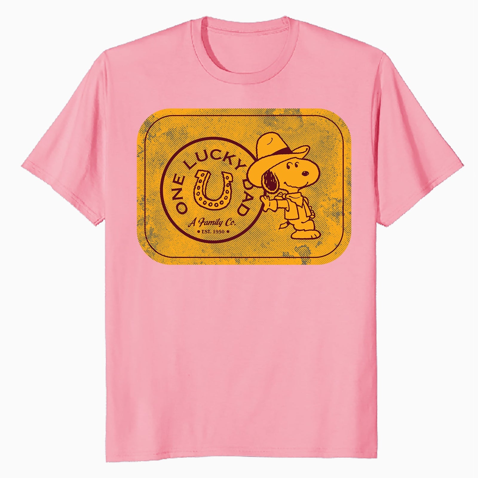 Peanuts Snoopy Fathers Day Lucky Best Dad Greatest Family Rodeo Cowboy Official Men's T-Shirt