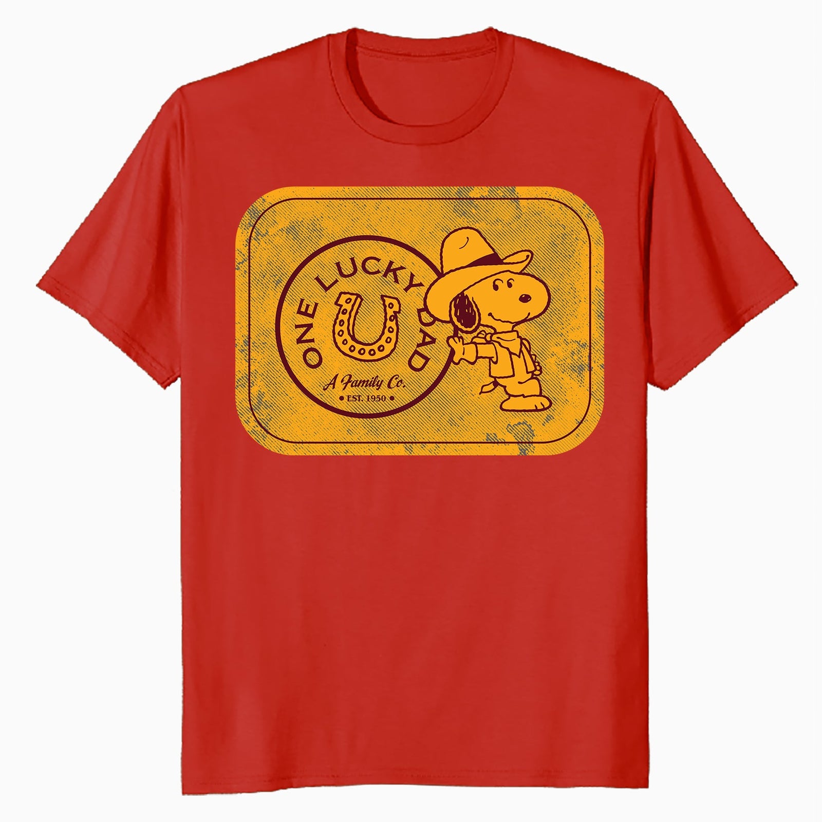 Peanuts Snoopy Fathers Day Lucky Best Dad Greatest Family Rodeo Cowboy Official Men's T-Shirt