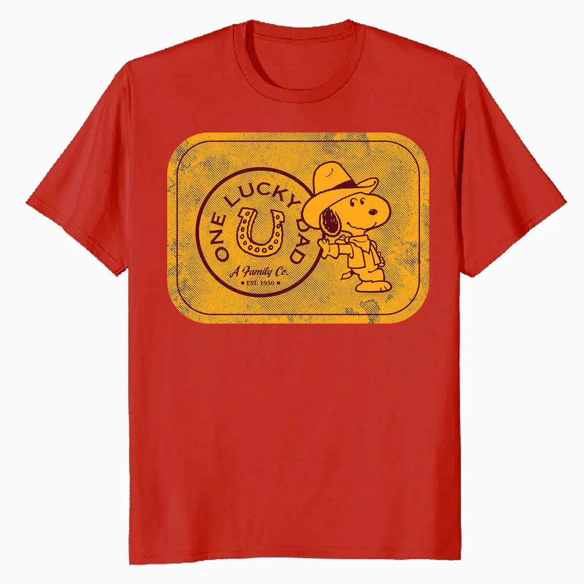 Peanuts Snoopy Fathers Day Lucky Best Dad Greatest Family Rodeo Cowboy Official Men's T-Shirt
