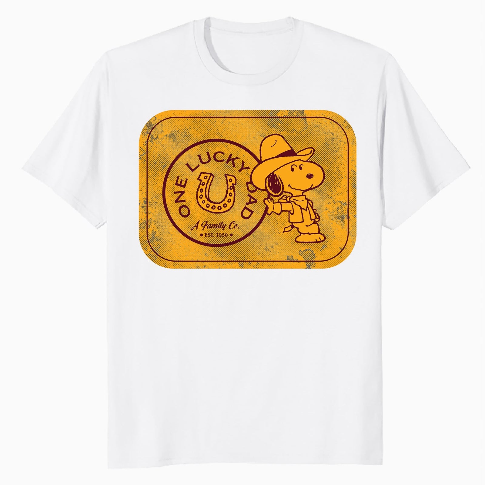 Peanuts Snoopy Fathers Day Lucky Best Dad Greatest Family Rodeo Cowboy Official Men's T-Shirt