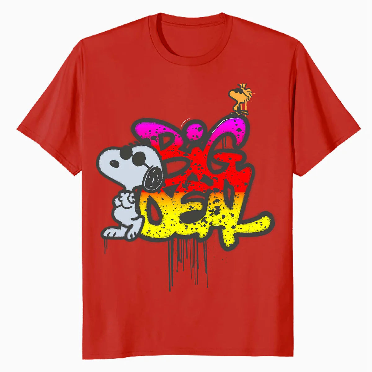 Peanuts Wyld Style Snoopy Woodstock Big Deal Graffiti Retro Official Men's T-Shirt