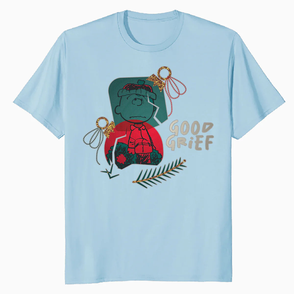 Peanuts Xmas Charlie Brown Good Grief Bauble Moody Sparkle Official Men's T-Shirt
