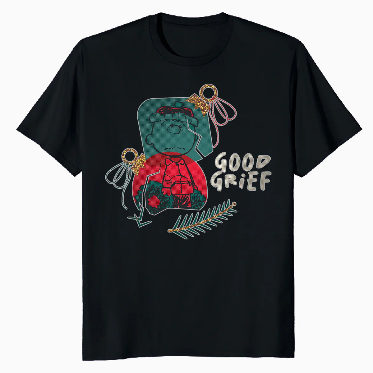 Peanuts Xmas Charlie Brown Good Grief Bauble Moody Sparkle Official Men's T-Shirt