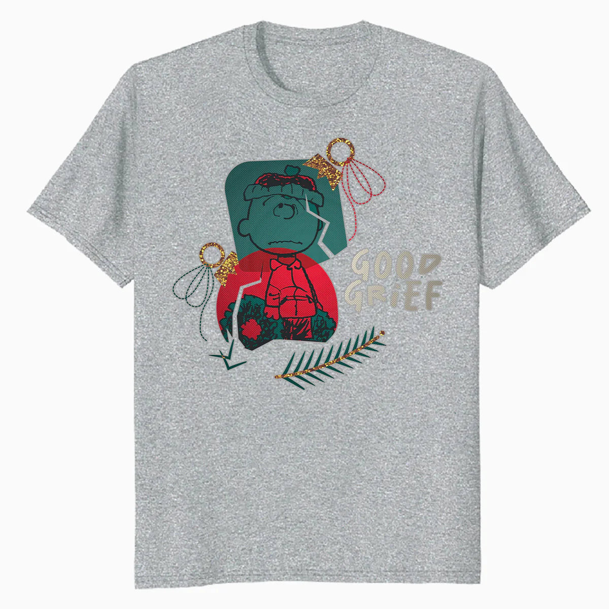 Peanuts Xmas Charlie Brown Good Grief Bauble Moody Sparkle Official Men's T-Shirt