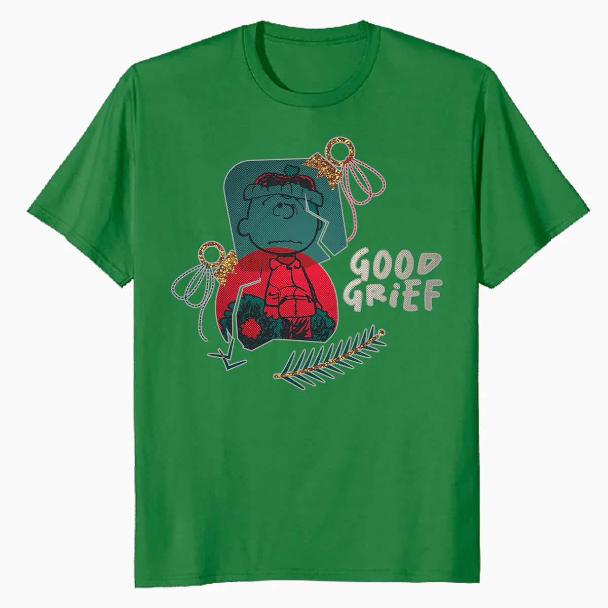 Peanuts Xmas Charlie Brown Good Grief Bauble Moody Sparkle Official Men's T-Shirt