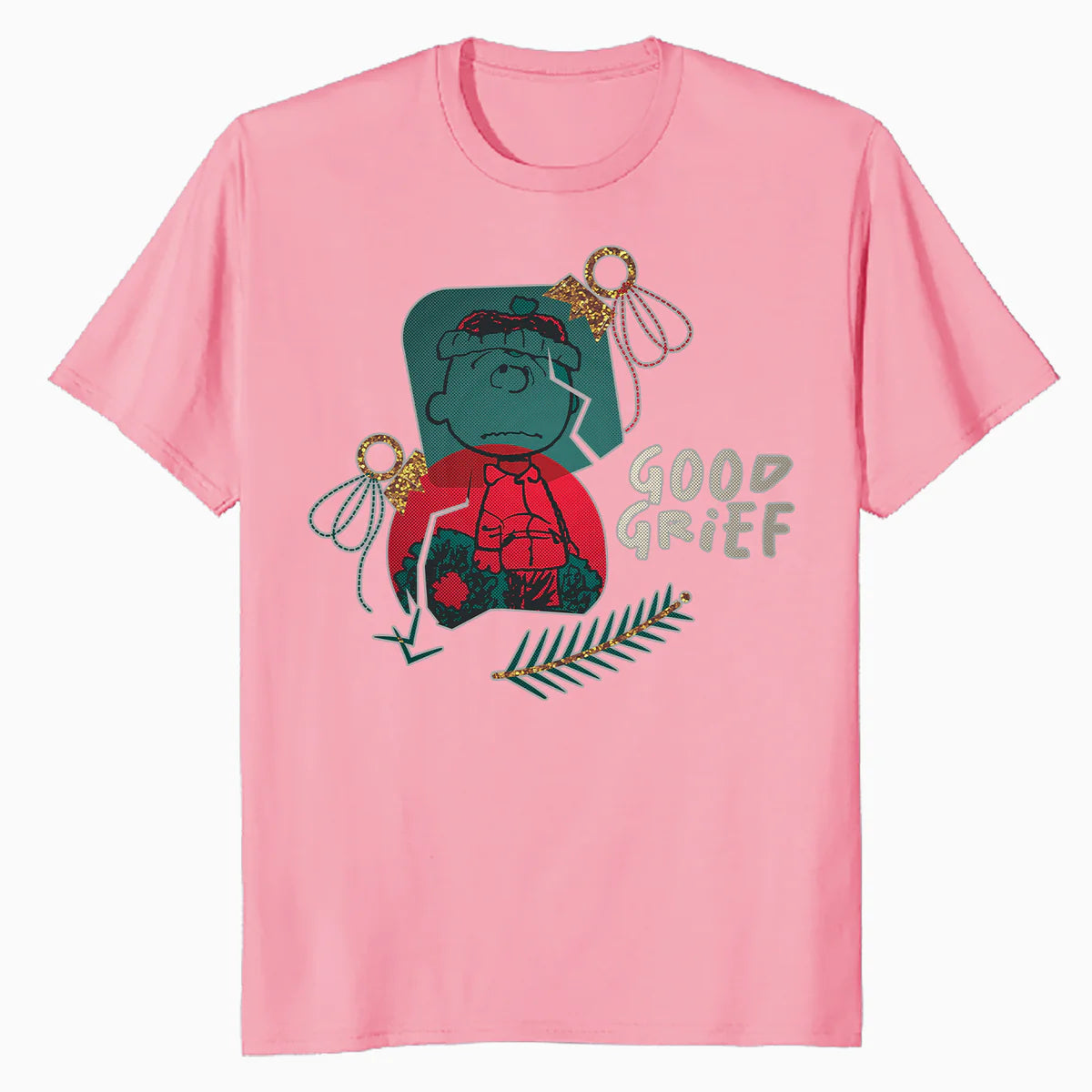 Peanuts Xmas Charlie Brown Good Grief Bauble Moody Sparkle Official Men's T-Shirt