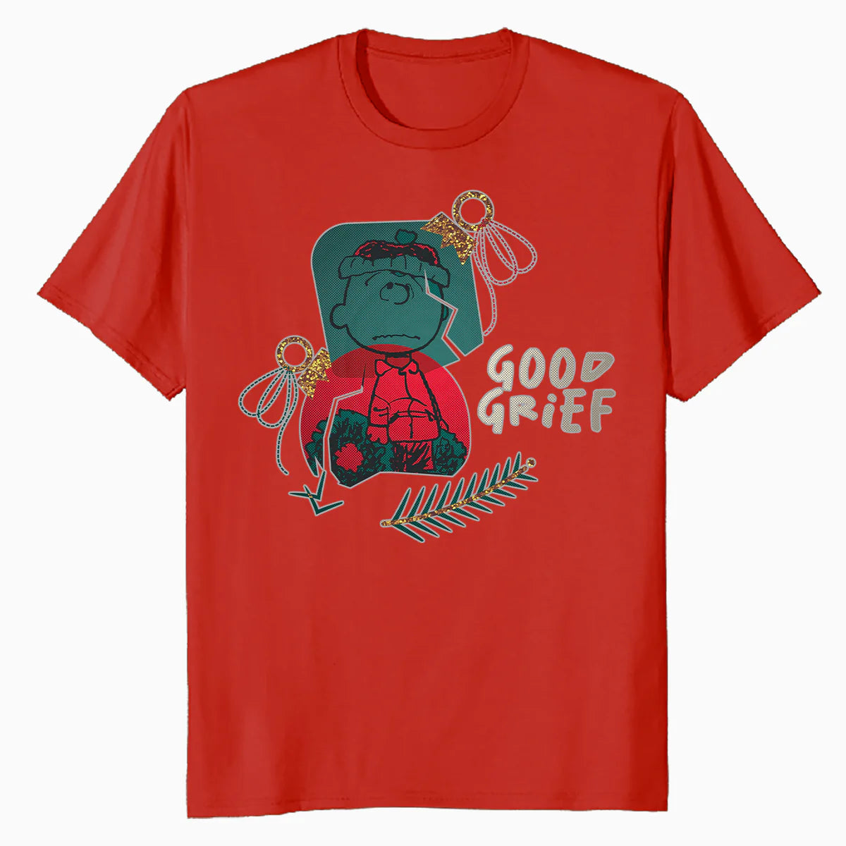 Peanuts Xmas Charlie Brown Good Grief Bauble Moody Sparkle Official Men's T-Shirt