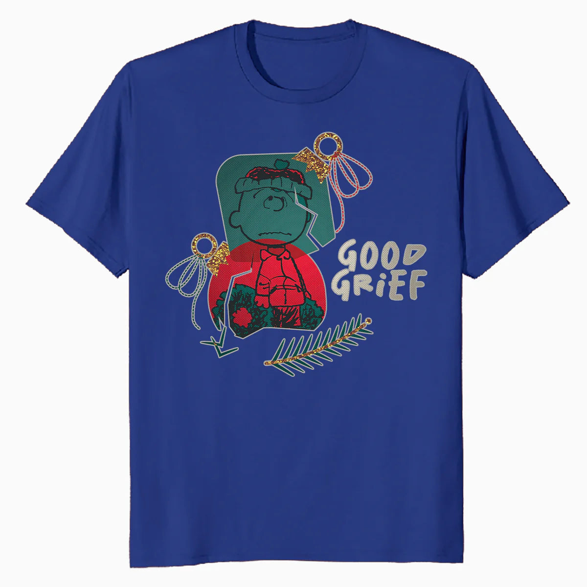Peanuts Xmas Charlie Brown Good Grief Bauble Moody Sparkle Official Men's T-Shirt