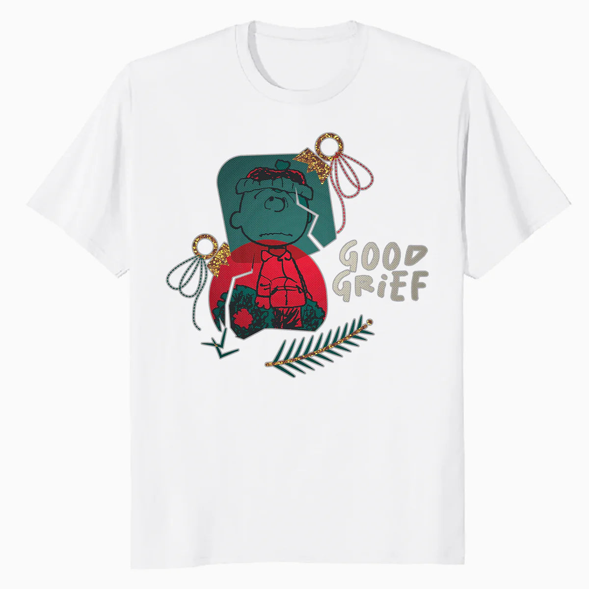Peanuts Xmas Charlie Brown Good Grief Bauble Moody Sparkle Official Men's T-Shirt