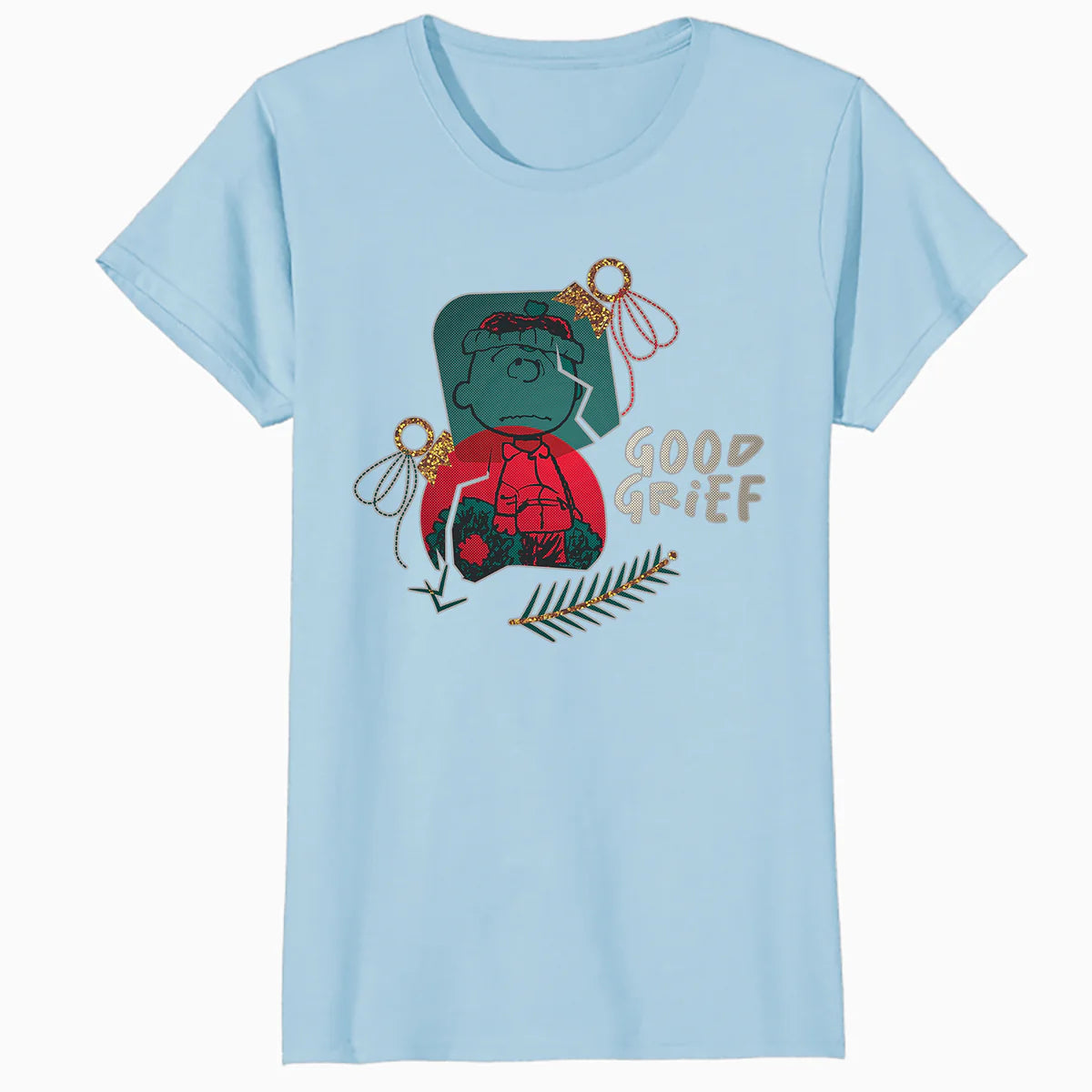 Peanuts Xmas Charlie Brown Good Grief Bauble Moody Sparkle Official Women's SKINNY FIT T-Shirt